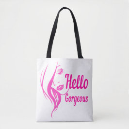 ハローゴスラブリーレディ顔スケッチタイポグラフィ トートバッグ