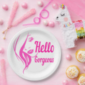 ハローゴスラブリーレディ顔スケッチタイポグラフィ ペーパープレート (パーティー)
