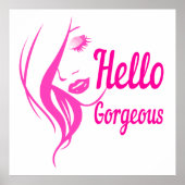 ハローゴスラブリーレディ顔スケッチタイポグラフィ ポスター (正面)