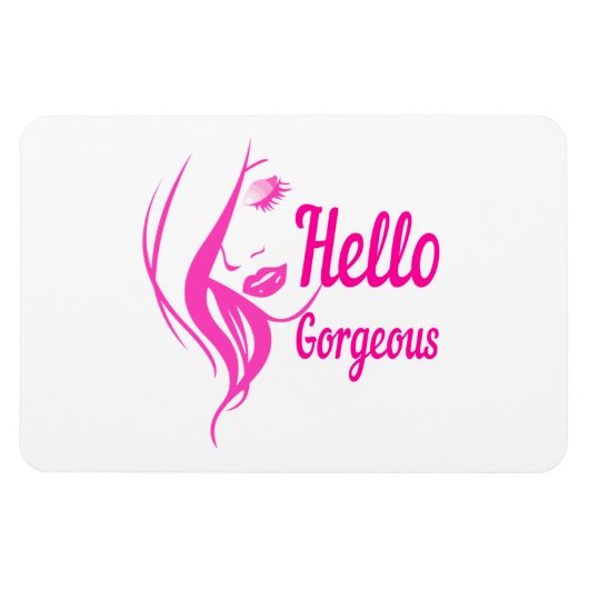 ハローゴスラブリーレディ顔スケッチタイポグラフィ マグネット (横)