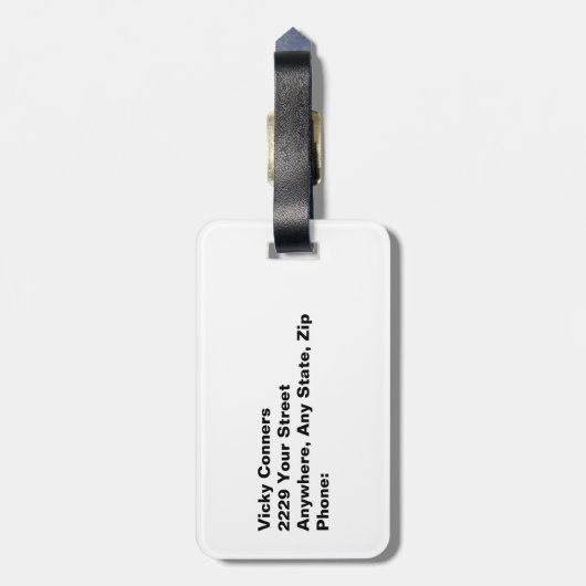 ハローゴスラブリーレディ顔スケッチタイポグラフィ ラゲッジタグ (裏面縦)