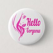 ハローゴスラブリーレディ顔スケッチタイポグラフィ 缶バッジ (正面)