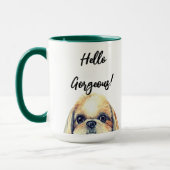 ハローゴス! |かわいい水彩シーズー(犬)TZU犬 マグカップ (左)