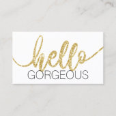 ハローゴージャスミニマリスト金ゴールドタイポグラフィサロン 名刺 (正面)