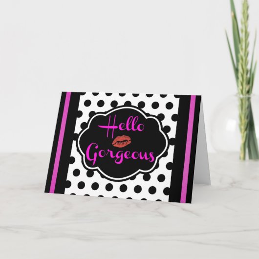 ハローゴージャス白黒水玉模様ホットピンク シーズンカード (正面)