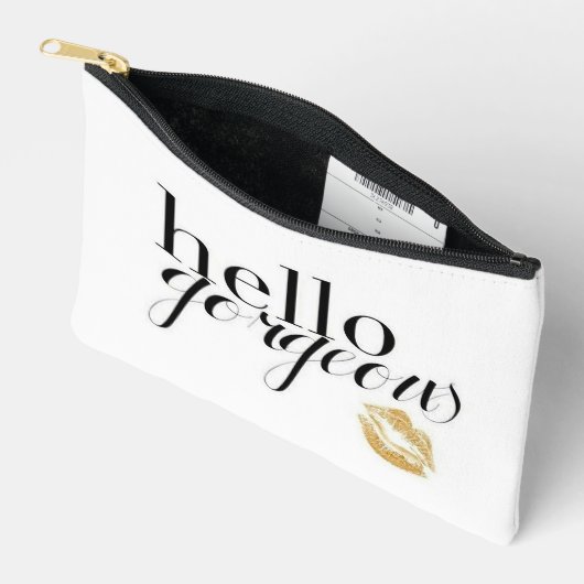 ハローゴージャス金ゴールド唇 アクセサリーポーチ (見開き)