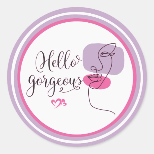 ハローゴージャス顔イラストレーションシール ラウンドシール (正面)