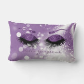 ハローゴージャス – 紫のまつ毛と眉 ランバークッション (裏面)
