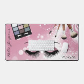 ハローゴージャス – 美しいピンクの目 – パーソナライズ デスクマット (キーボード&マウス)