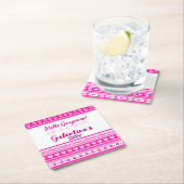 ハローゴージャージーガレンティンの日かわいいピンクのハート スクエアペーパーコースター (インサイチュ)