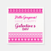 ハローゴージャージーガレンティンの日かわいいピンクのハート スタンダードカクテルナプキン (正面)