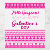 ハローゴージャージーガレンティンの日かわいいピンクのハート ワインラベル (シングルラベル)