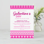 ハローゴージャージーガレンティンの日かわいいピンクのハート 招待状 (スタンド正面)