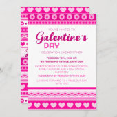 ハローゴージャージーガレンティンの日かわいいピンクのハート 招待状 (正面/裏面)