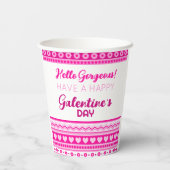 ハローゴージャージーガレンティンの日かわいいピンクのハート 紙コップ (裏面)