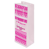 ハローゴージャージーガレンティンデーかわいいピンクのハート名 ワインギフトバッグ (裏面アングル)