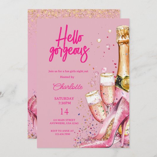 ハローゴージャージーガレンティーンズデイグリッター 招待状 (正面/裏面)