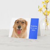 ハローゴールデンレトリエバードッグ&グラスグリーティングカード カード (黄色い花)