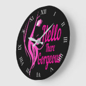 ハローサエゴージャスラブリーレディー顔タイポグラフィ ラージ壁時計 (傾斜)