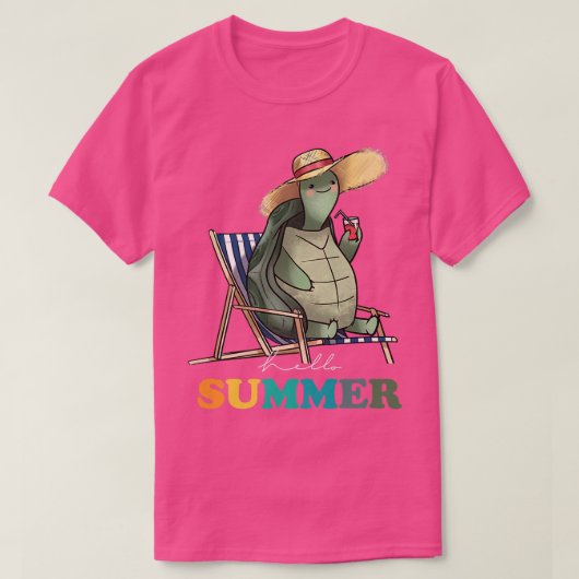 ハローサマーおもしろいガメ夏期バケーション Tシャツ (デザイン正面)