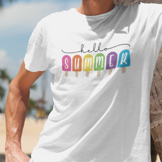 ハローサマーとカラフル文字 Tシャツ