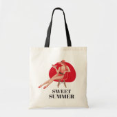 ハローサマーとタイポグラフィトロピカルトートバッグ トートバッグ (正面)