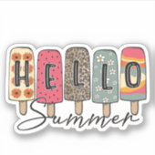 ハローサマーアイスカラフルクリームヴィンテージレトロ シール (正面)