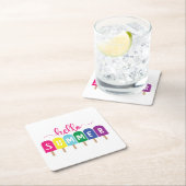 ハローサマーアイスポップ・アートの スクエアペーパーコースター (インサイチュ)