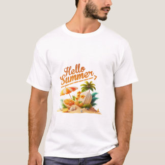 ハローサマーイラストレーション Tシャツ