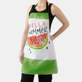 ハローサマーウォーターカラースイカ緑ホワイト エプロン (インサイチュ)