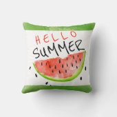 ハローサマーウォーターカラースイカ緑ホワイト クッション (裏面)