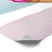 ハローサマーウォーターカラーモノグラムビーチストライプ ポスター (角)