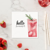 ハローサマーウォーターカラーレッドさくらんぼカクテル スタンダードカクテルナプキン (インサイチュ)