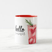 ハローサマーウォーターカラーレッドさくらんぼカクテル ツートーンマグカップ (中央)