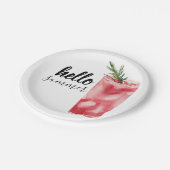 ハローサマーウォーターカラーレッドさくらんぼカクテル ペーパープレート (アングル)