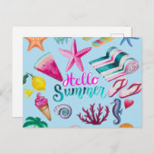 ハローサマーカラフルビーチ海をテーマ ポストカード (正面/裏面)