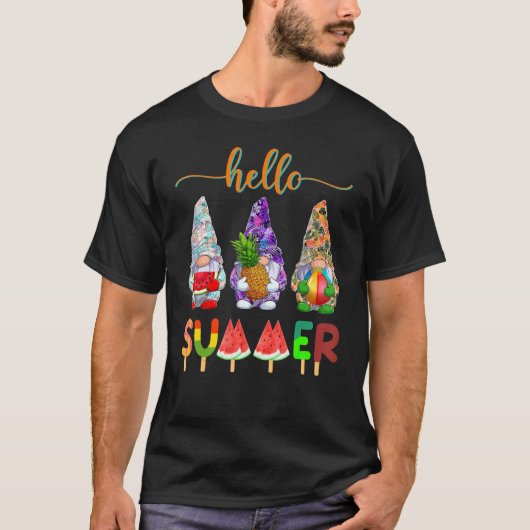 ハローサマーカラフル格言夏期ビーチバカット Tシャツ (正面)