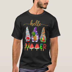 ハローサマーカラフル格言夏期ビーチバカット Tシャツ