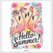 ハローサマーキュートフラミンゴビーチバケーショントロピカル シール (シート)
