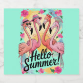 ハローサマーキュートフラミンゴビーチバケーショントロピカル ビールラベル (シングルラベル)