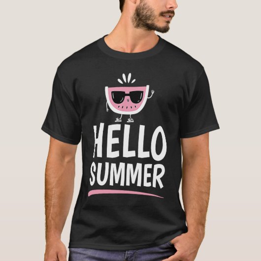 ハローサマークールスイカのサングラスメロン Tシャツ (正面)