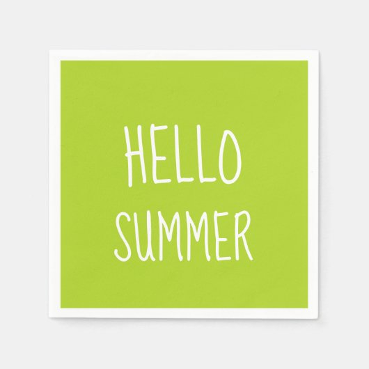 ハローサマークールタイポグラフィカラフル スタンダードカクテルナプキン (正面)