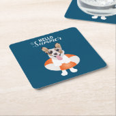 ハローサマーコーギビーチドッグス スクエアペーパーコースター (アングル)