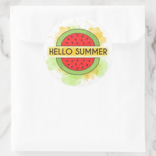 ハローサマースイカのステッカー ラウンドシール (バッグ)