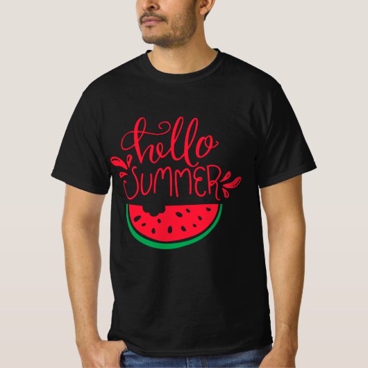 ハローサマースイロンスライスデザイン Tシャツ (正面)