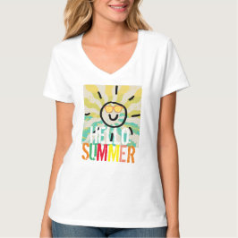 ハローサマースタイリッシュカラフルシックな女性T- Tシャツ