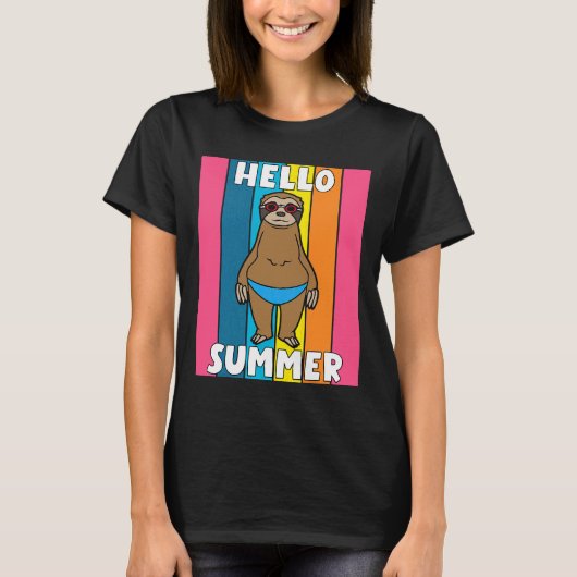 ハローサマースロッおもしろいト動物 Tシャツ (正面)