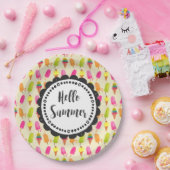 ハローサマータイポグラフィポップシクルス&アイスクリーム ペーパープレート (パーティー)