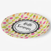 ハローサマータイポグラフィポップシクルス&アイスクリーム ペーパープレート (アングル)