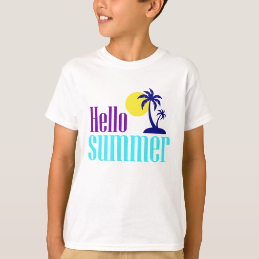 ハローサマートロピカルデザイン Tシャツ (正面)